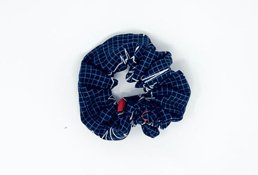 Blue Square Scrunchie - Lucky Elefant Designs