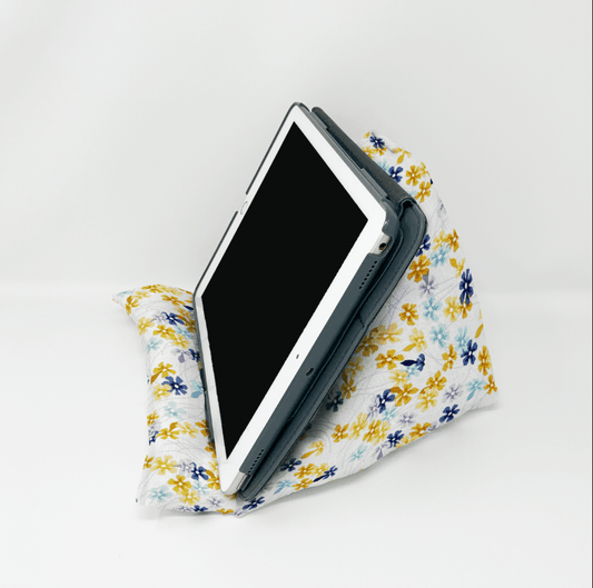 Gold Blue Floral Pillow Stand - Lucky Elefant Designs