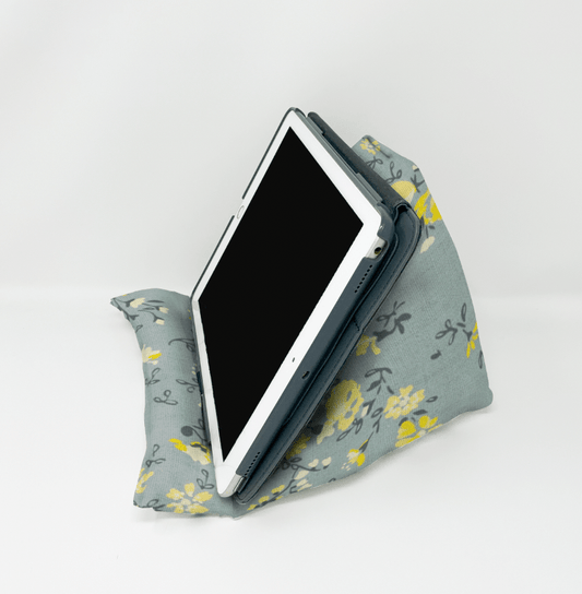 Gray Yellow Floral Pillow Stand - Lucky Elefant Designs