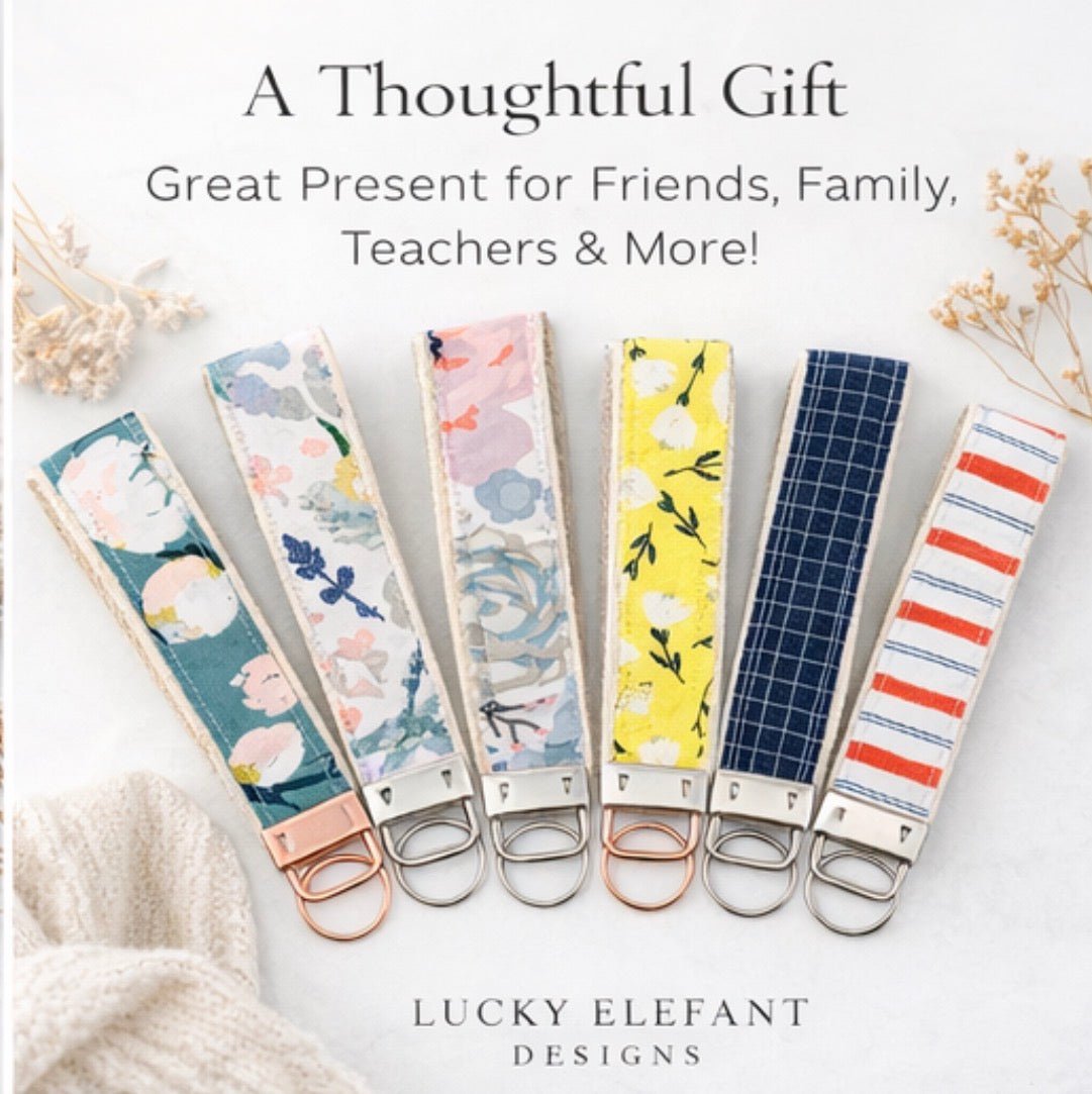 Elegant Olive Key Wristlet - Floral Design - Lucky Elefant Designs