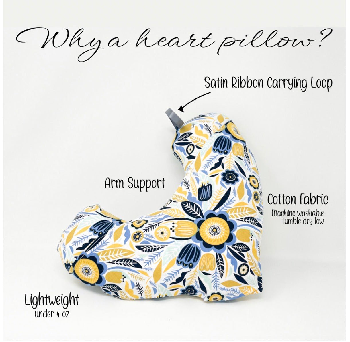 Lumpectomy Heart Pillow for Under Arm Support - Post Breast Surgery Comfort Pillow - Lucky Elefant Designs
