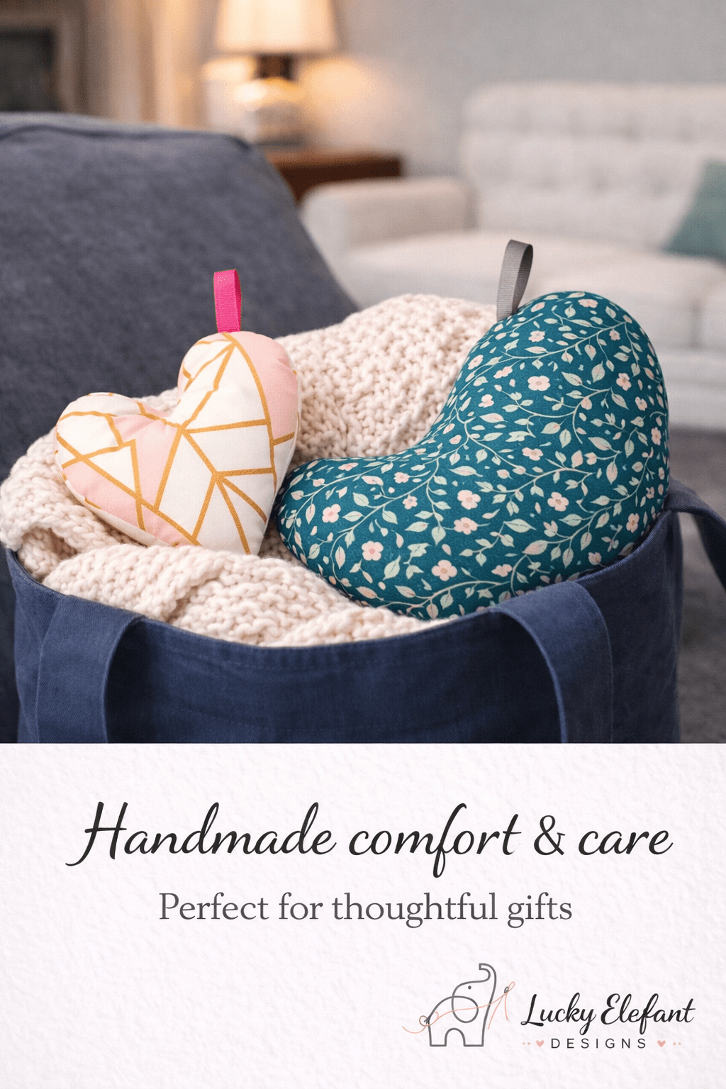 Lumpectomy Heart Pillow for Under Arm Support - Post Breast Surgery Comfort Pillow - Lucky Elefant Designs