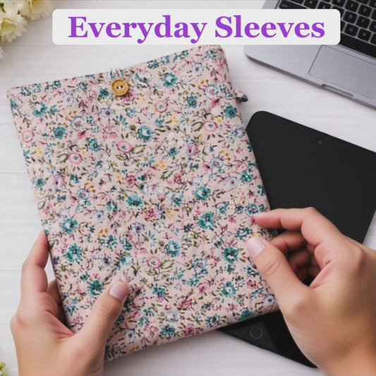 Quilted Kindle Sleeve | Padded E-Reader Case | Blue Floral Book Sleeve