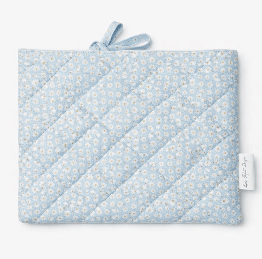 Quilted Kindle & Book Sleeve – Blue Daisy Floral - Lucky Elefant Designs
