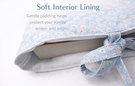 Quilted Kindle & Book Sleeve – Red Floral Fabric - Lucky Elefant Designs