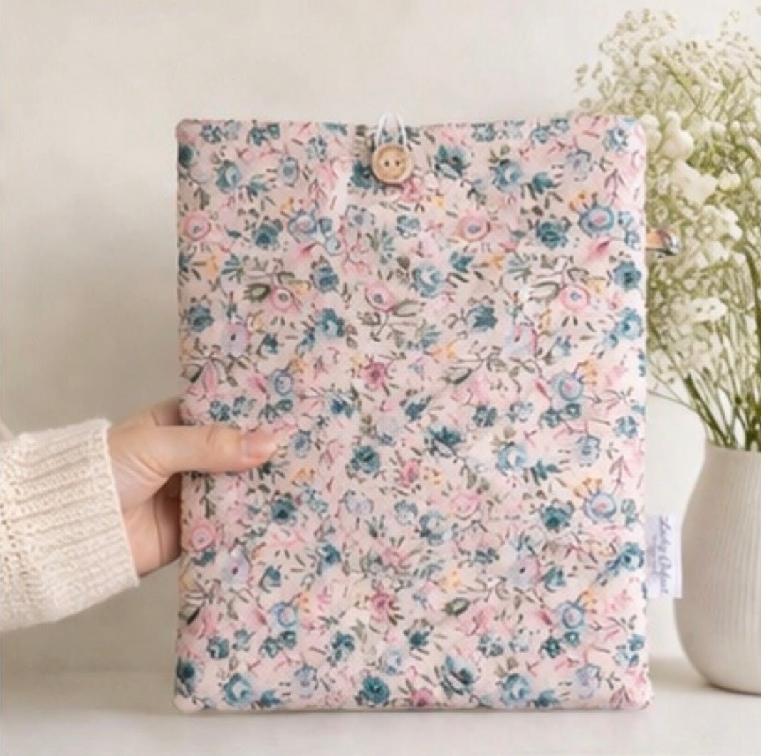 Quilted Kindle & Book Sleeve with Button Closure – Monkey Print Padded Case - Lucky Elefant Designs