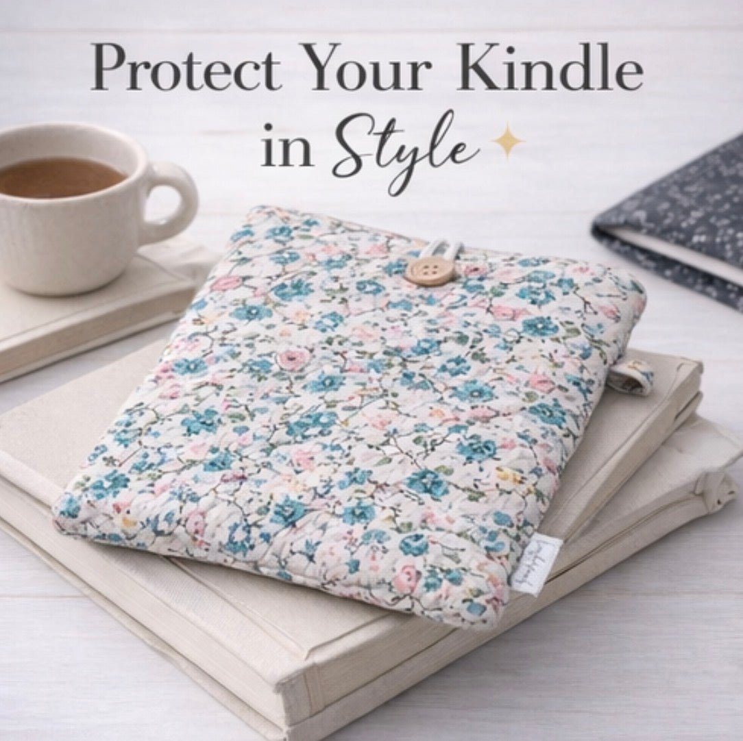 Quilted Kindle & Book Sleeve with Button Closure – Monkey Print Padded Case - Lucky Elefant Designs