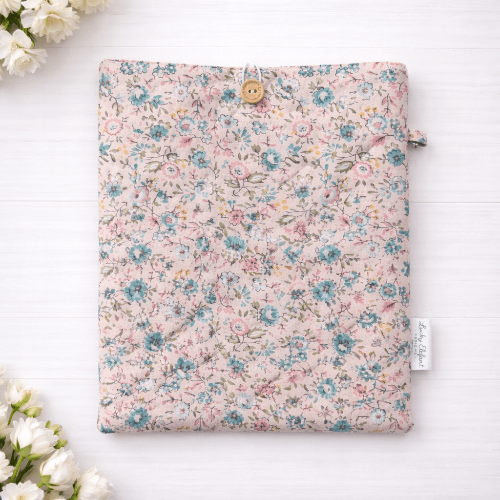Quilted Kindle Sleeve with Pocket - Seaglass Floral - Lucky Elefant Designs