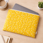Load image into Gallery viewer, Quilted Yellow Floral Laptop Sleeve | Padded Fabric Laptop Case - Lucky Elefant Designs
