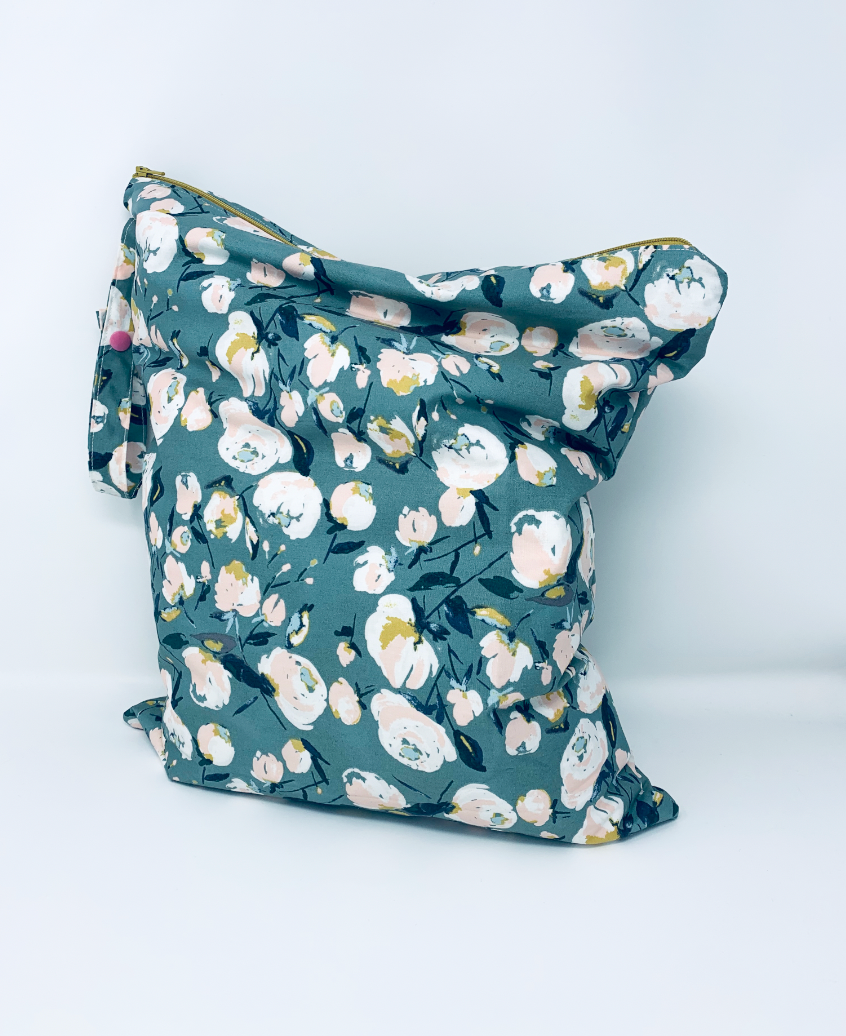 Olive Floral Rose Wet Dry Bag