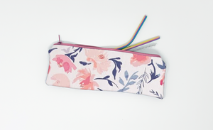 Watercolor Floral Pink Straw Pouch