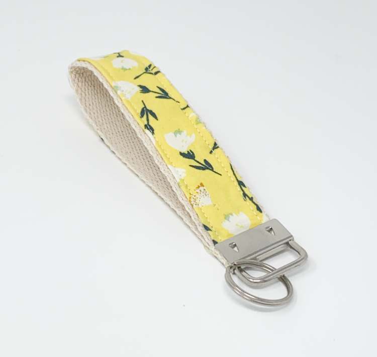 Yellow Floral Key Fob Wristlet