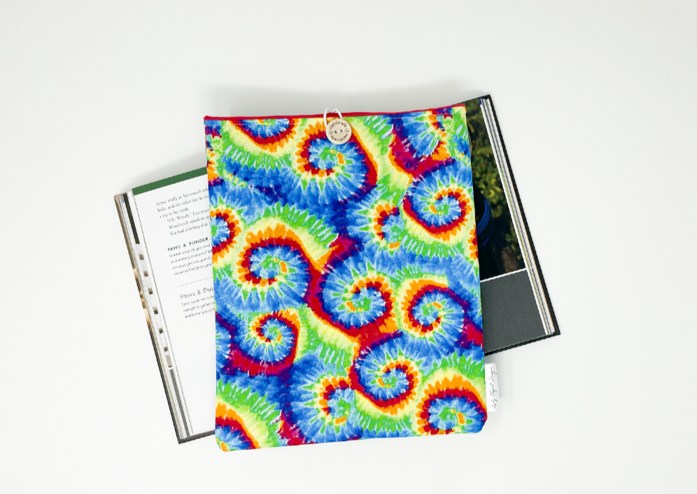 Tie dye rainbow book tablet sleeve