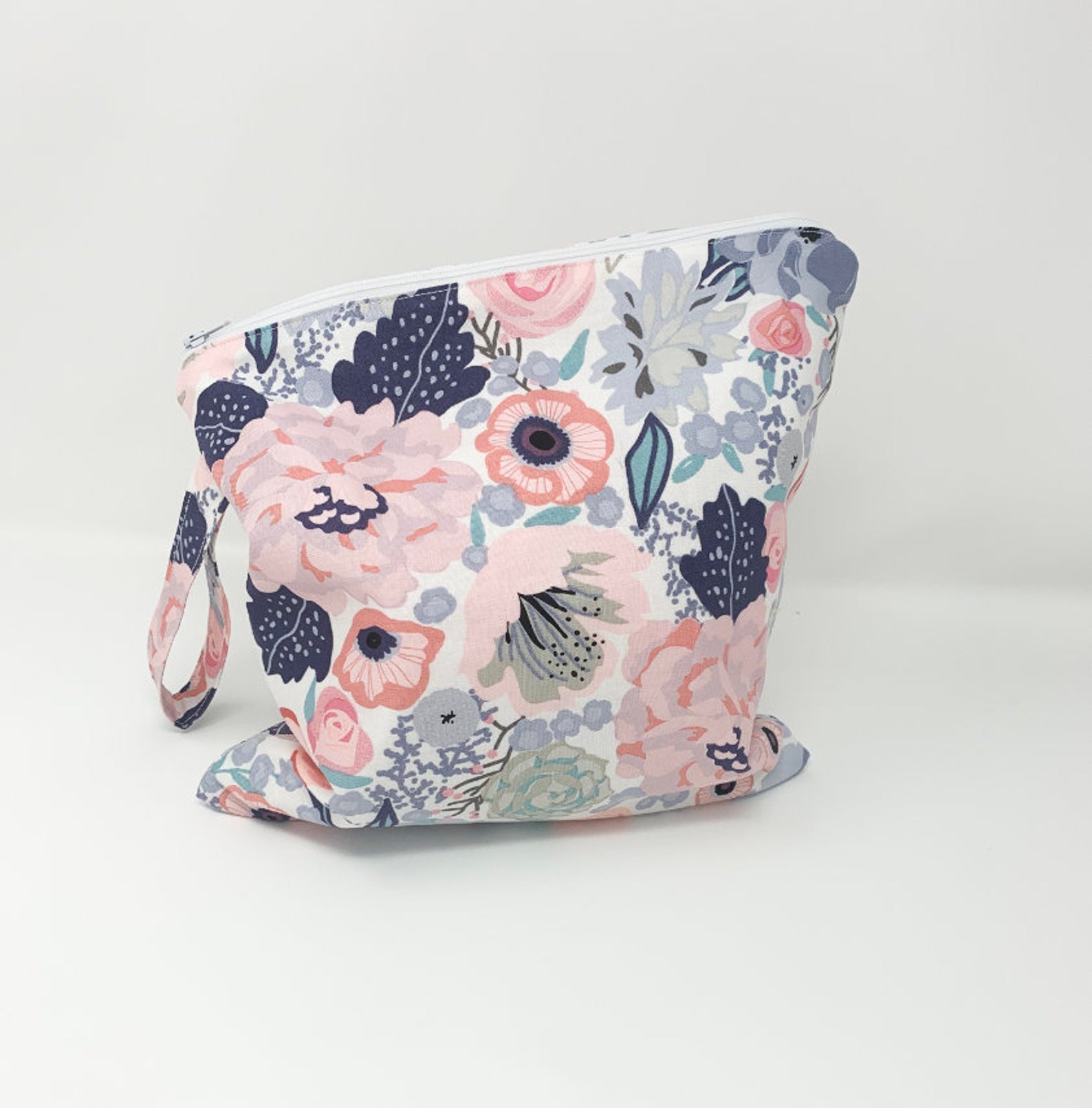 Blue Pink Floral Wet Dry Bag - Lucky Elefant Designs