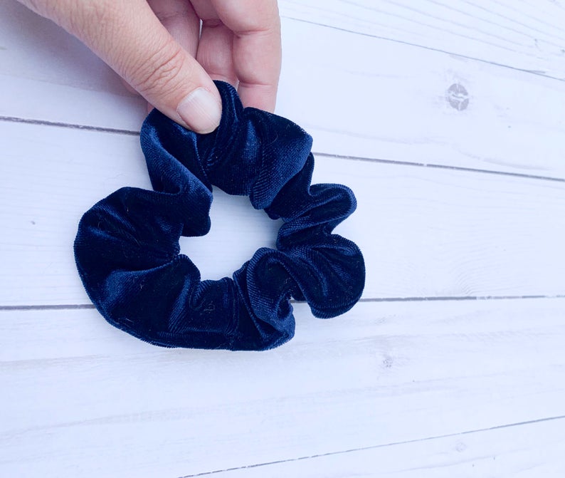 Blue Velvet Scrunchie - Lucky Elefant Designs