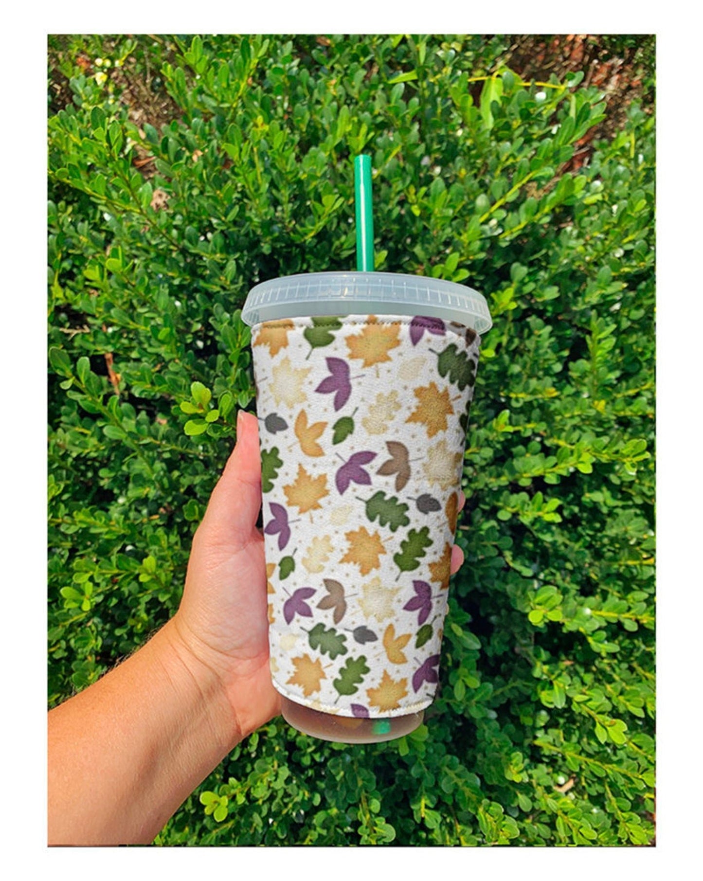Fall Leaves Reusable Cup Sleeve - Lucky Elefant Designs