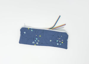 Blue Watercolor Dot Straw Pouch