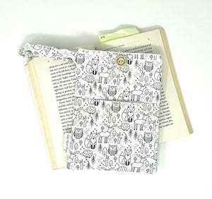 black and white woodland animal book tablet sleeve