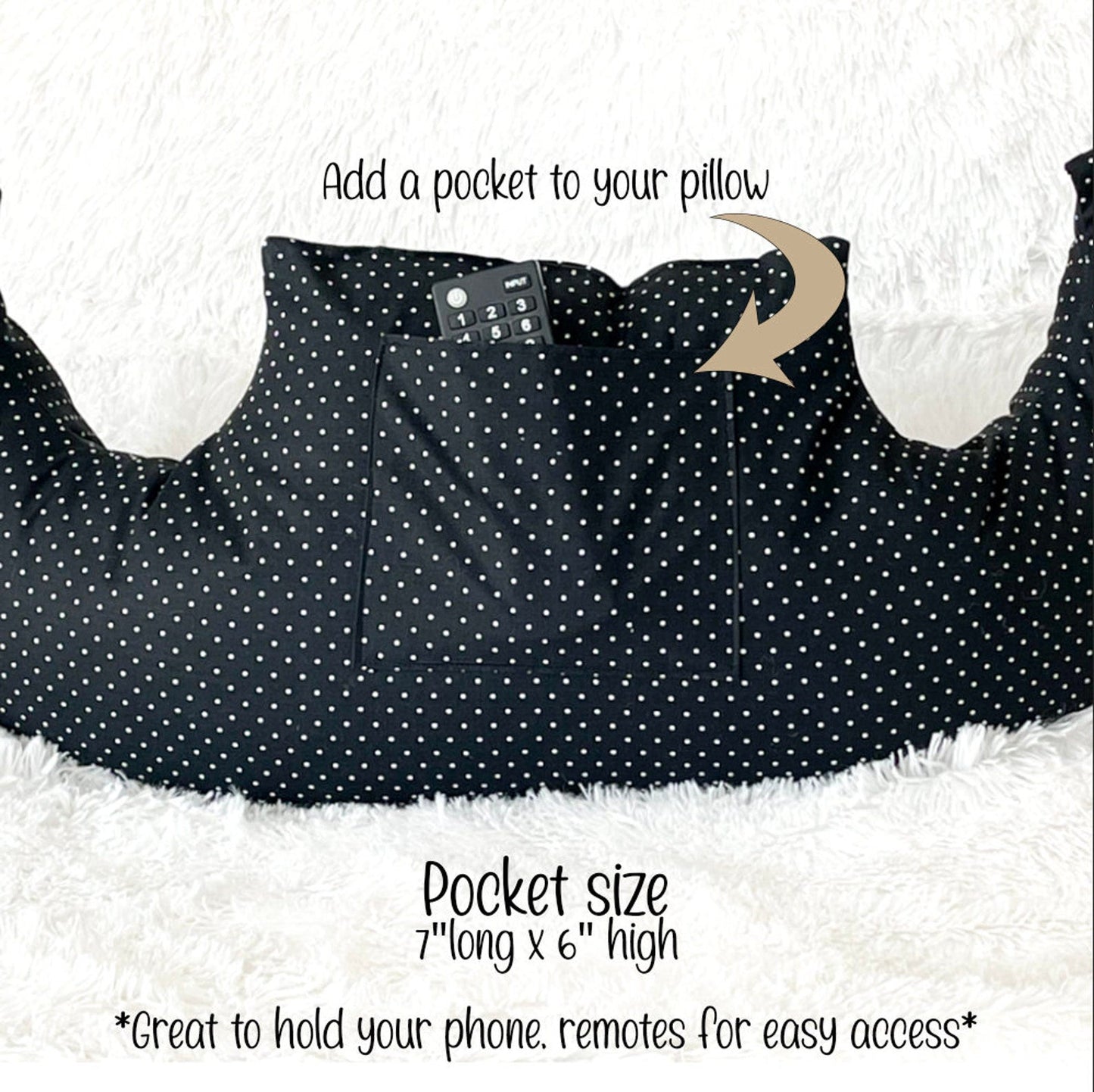 Mastectomy pillow with pocket feature for holding phone or remote, convenient storage during recovery