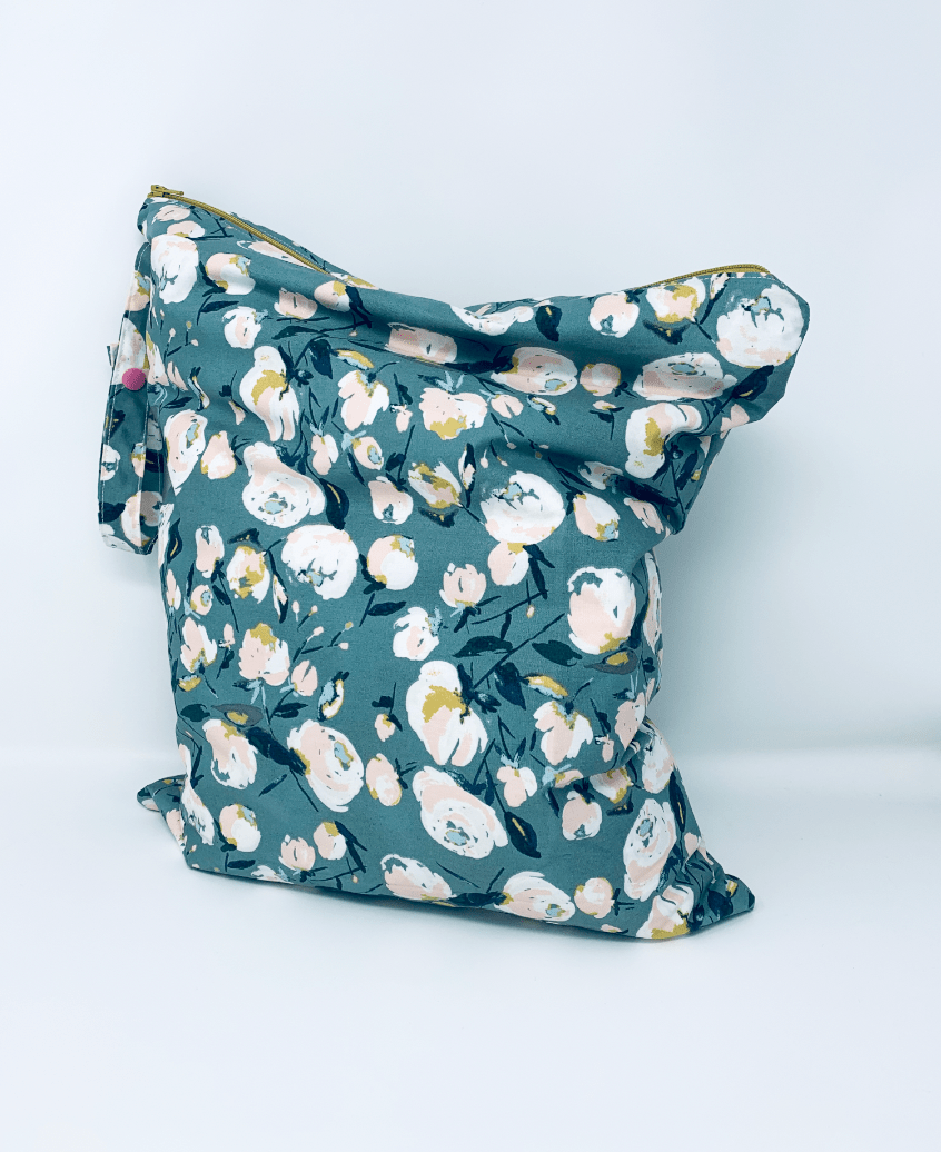 Olive Floral Rose Wet Dry Bag - Lucky Elefant Designs