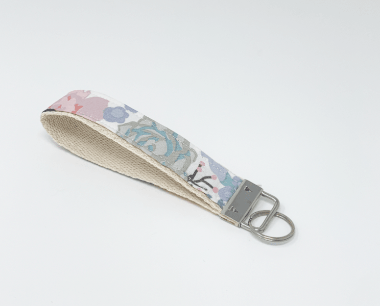 Pink Blue Floral Key Fob Wristlet - Lucky Elefant Designs