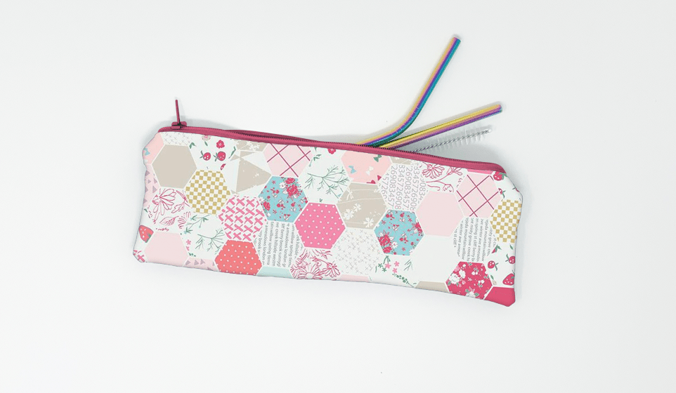 Pink Patch Straw Pouch - Lucky Elefant Designs