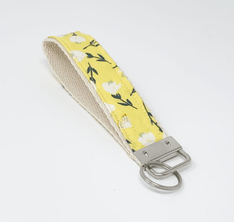Yellow Floral Key Fob Wristlet - Lucky Elefant Designs